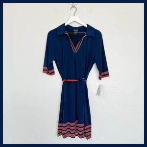 En Focus Studio Navy Blue Stripe Detail Dress NWT size 14
